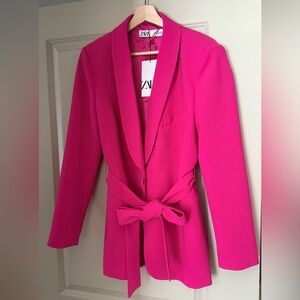 Zara Women's Fuchsia Belted Blazer